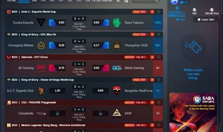 Chiến Thuật Cá Cược Thể Thao Điện Tử Kingbet86 Giúp Bạn Thắng Lớn 2 Bảng kèo cá cược Thể Thao Điện Tử Kingbet86