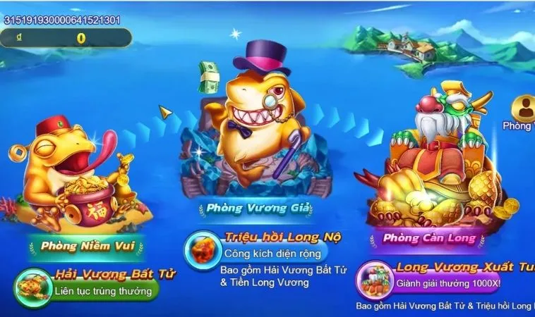 Các phòng chơi trong game Bắn Cá Royal Fishing Tại Kingbet86