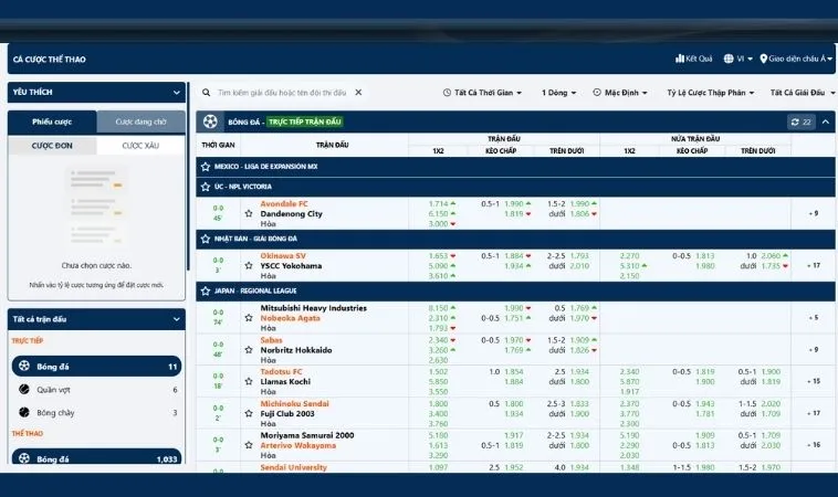 Giao diện cá cược thể thao Kingbet86